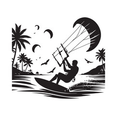 kitesurfing silhouette illustration vector