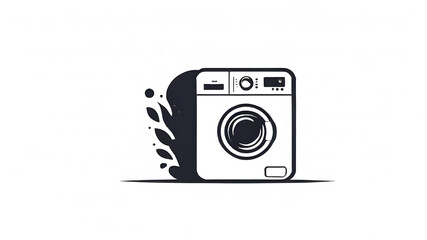 Washing machine logo icon on white background, Generative AI