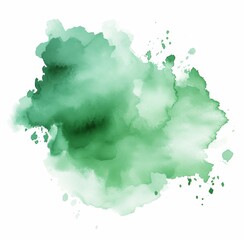 Green watercolor paint splash art abstract texture background with blot design stain ink spot. 