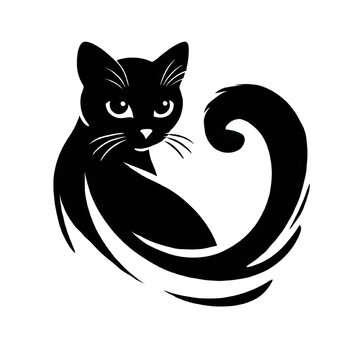 recommend clip art: a silhouette of a cat looking back over its shoulder