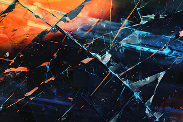 Shattered Glass Fragments on a Bicolor Luminous Background