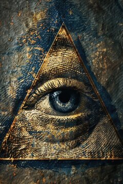 A close-up shot of an eye peering out from inside a triangle shape