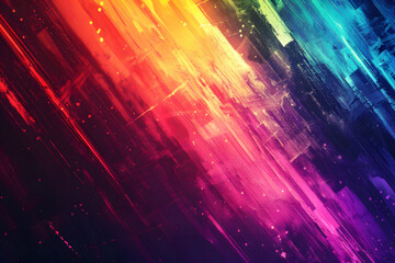 Abstract Multicolored Textured Painting with Vertical Strokes
