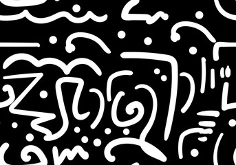 Seamless pattern with hand drawn brush strokes. Ink illustration. 