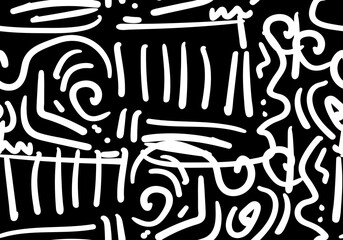 Seamless pattern with hand drawn brush strokes. Ink illustration. 