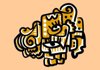 Hand drawn modern elements, tribal shapes and textile ornaments.