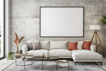 Living Room Frame Mockup with Modern Minimalist Decor