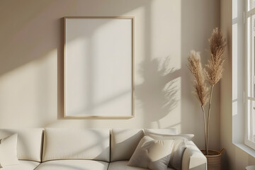 Living Room Frame Mockup with Modern Minimalist Decor