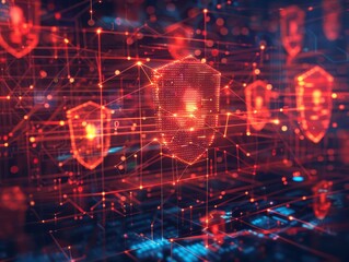 Obraz premium Abstract Network Security ConceptDigital Technology and Data Protection Illustration