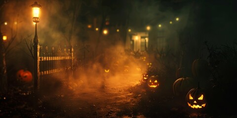 Halloween Night with Fog and Copy Space