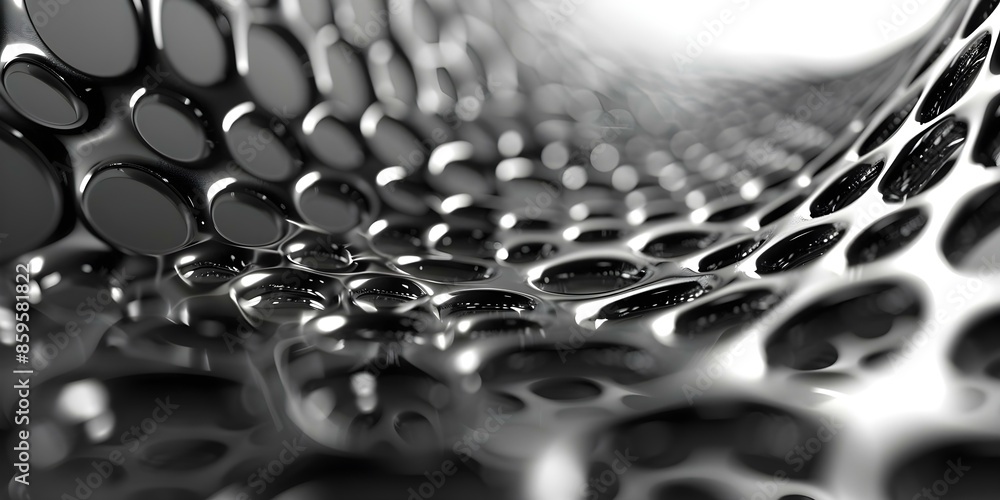 Poster exploring quantum technology through 3d abstract art with black and white background. concept quantu