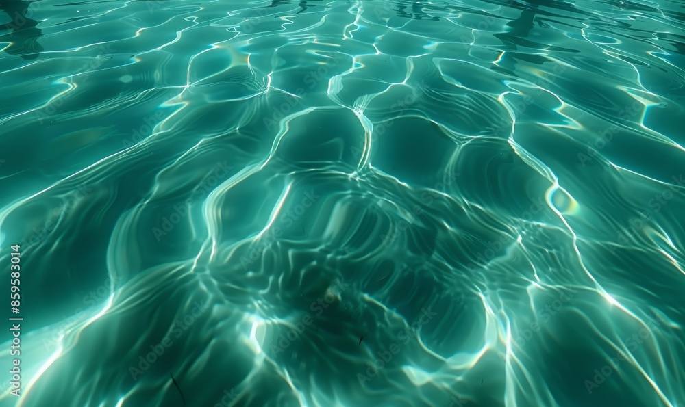 Poster of abstract background of wavy lines in water surface with bright glowing reflection