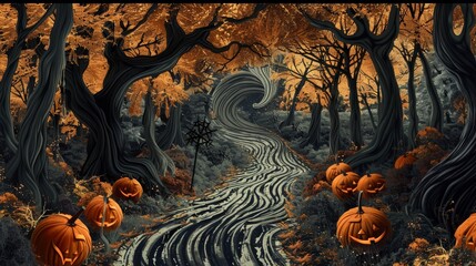 Haunted Path Optical Illusion Halloween Design