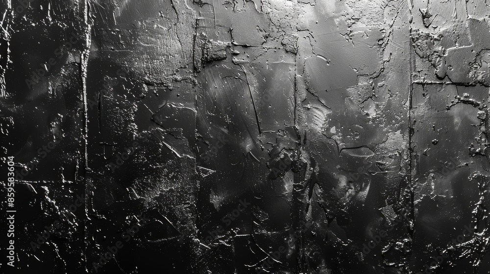 Poster this image shows a black textured wall with a rough surface. the dark tones and heavy texture create