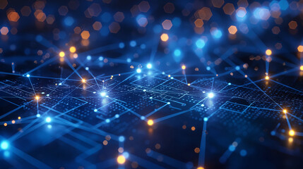 Fototapeta premium Abstract technology background with circuit board and glowing lights. 3D Rendering
