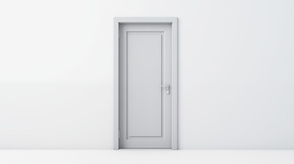 3d rendering of a white door in a room with a white wall