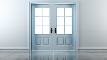 3d render of a door in a room with a white wall