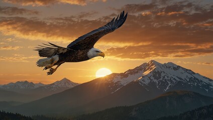 A bald eagle hunts over the Iowa River in downtown Iowa City on Monday, Jan. 13, 2019. Bald Eagle in Flight with Spread Wings against a Green Blurred Background, bald eagle in flight	