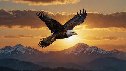 Fototapeta premium bald eagle in flight