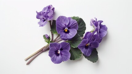 African Violets Saintpaulia on a Plain White Background