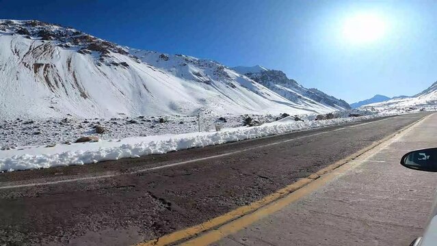 Road Scenery At Andes Mountains near Uspatalla, Argentina.