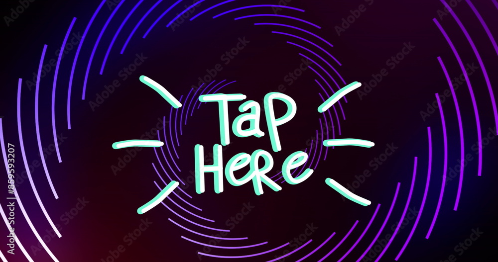 Poster a blue background with multiple white lines moving in a hypnotic motion