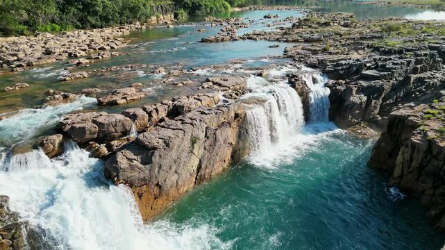 Majestic Aerial View of Panimur Waterfall in Assam