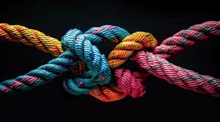 
A united team draws strength from diversity, connecting and supporting each other to achieve partnership and teamwork. Symbolized by woven ropes of different colors