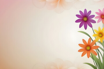 Naklejka premium Bouquet of colorful flowers blooming on pastel background