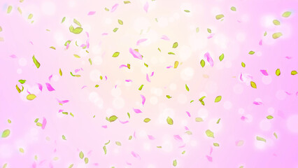 Spring cherry blossom petals and leaves, nature gradient design element