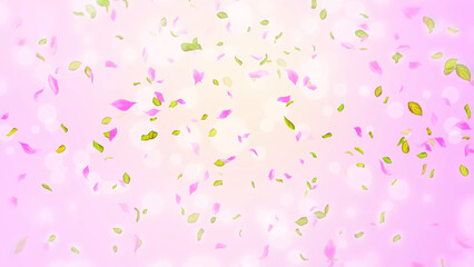 Spring cherry blossom petals and leaves, nature gradient design element