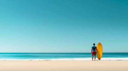 Surfer getting medical attention from lifeguard on coastal vacation, sunny beach and turquoise waves 