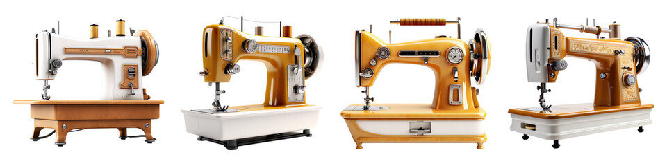 Fototapeta premium Fabric Sewing Machine collection isolated on transparent background