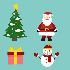 Set of christmas elements, christmas cartoon collection, christmas doodle