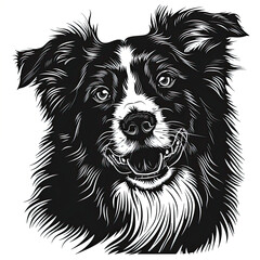 Fototapeta premium A black and white drawing of a Border Collie dog