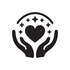 Heart vector icon, hand symbol. Simple, flat design for web or mobile app