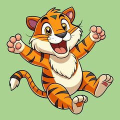Sweet Tiger Cartoon Vector for Kids