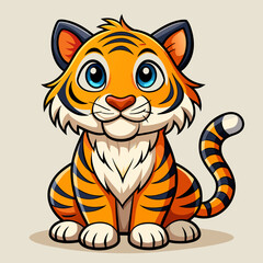 Cute Tiger Vector for Kids� Party Invitations