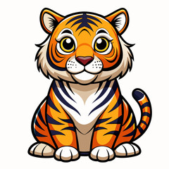 Sweet Tiger Cartoon Vector for Jungle Decor
