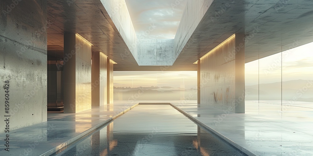 Poster a dark sci-fi tunnel with a futuristic triangular spaceship corridor at the end.