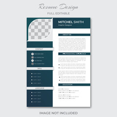 Vector vector minimalist CV resume template business layout vector clean for job applications in a4 size