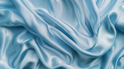 Obraz premium Pastel blue silk draped with satin texture viewed from above