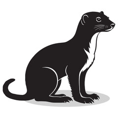 Weasel silhouettes and icons. black flat color simple elegant white background Weasel animal vector and illustration.