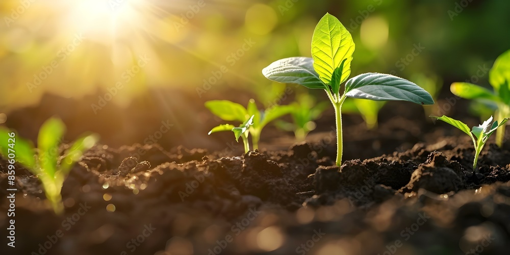 Poster enhancing soil quality and crop diversity through intercropping with trees. concept soil enrichment,