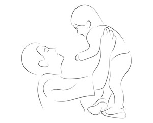 Father and son stylized vector symbol. father and son illustration