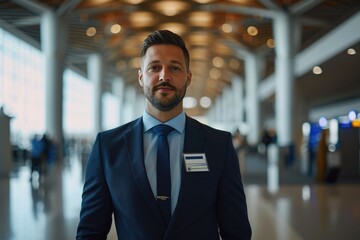 Fototapeta premium Airport agent with welcoming demeanor