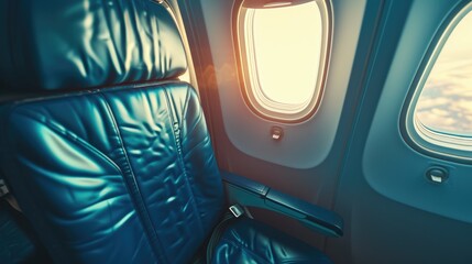 Obraz premium Airplane Aisle Scene Facing Towards Front