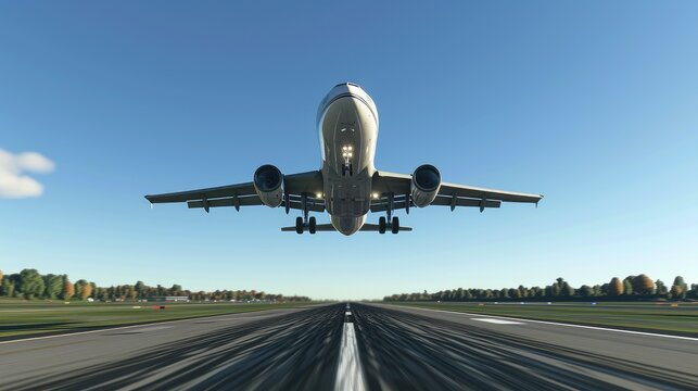 Aircraft in Lift-Off Mode Daytime Scene