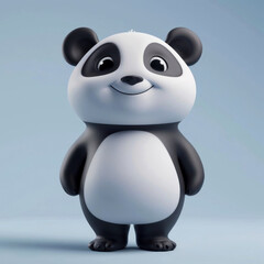 Naklejka premium Adorable digital panda character with a cute smile on a light background