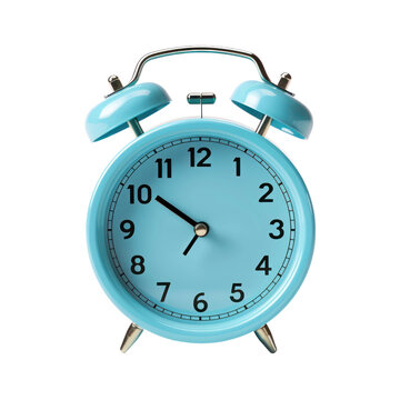 recommend clip art: Blue retro alarm clock isolated on white or transparent background, png clipart, design element. Easy to place on any other background.